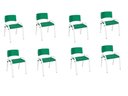 Ver imagem 1 de Kit 8 Cadeiras Infantil Iso, Escola, Base Branco- Verde Escuro