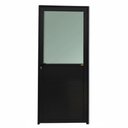 Ver imagem 1 de Porta de Giro Alumínio Preto Lambril c/Maçaneta Visor Quadrado Maxx - 210x70 - Esquerda
