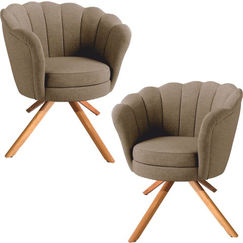 Kit Duas Poltronas Giratórias Pétala em Linho Premium 03-castor Sua Casa Decorações