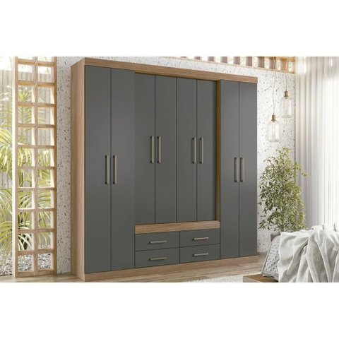 Guarda Roupa 8 Portas 4 Gavs Nápoles S. Andirá Grafite