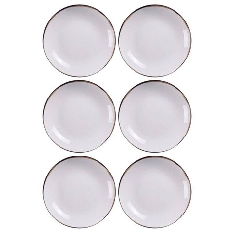 Kit 6 Pratos Fundos Tramontina Canyon em Porcelana Decorada 21cm Cozinha Servir Sopa Caldos