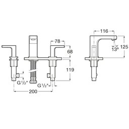 Torneira Misturador para Banheiro de Mesa Bica Alta com Válvula de Escoamento Escuadra Roca - 2