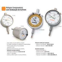 Relógio Comparador - Cap. 0-5 Mm - Graduação de 0,01mm - Diâmetro do Mostrador Ø58mm - Tampa Traseir - 4