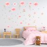 Kit de Adesivos Flores Rosas Pintura Aquarela Bolinhas Decoração Delicada Kanto Store Adesivo de Par - 1