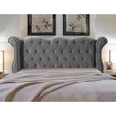 Ver imagem 1 de Cabeceira Cama Box Estofada Madeira Luxo Queen Size Safira:cinza
