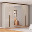 Ver imagem 2 de Guarda-roupa Casal Rio com Espelho 6 Portas 6 Gavetas Off White/nature - Panorama Móveis