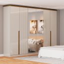 Ver imagem 1 de Guarda-roupa Casal Rio com Espelho 6 Portas 6 Gavetas Off White/nature - Panorama Móveis