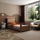 Ver imagem 2 de Cama Infantil Montessoriana Reversível LED Rattan e Grade de Proteção Wave Casatema MadeiraOriginals Marrom/Freijó