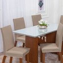 Ver imagem 6 de Kit 06 Capas para Cadeiras 6 Lugares Malha Gel 100% Poliéster:avelã