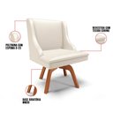 Ver imagem 3 de Kit 10 Cadeiras Estofadas para Sala de Jantar Base Giratória de Madeira Lia Sintético Bege - Ibiza