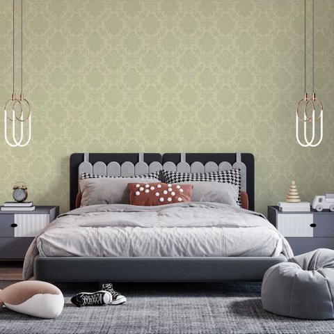 Papel de Parede Arabesco Amarelo Suave Gh Papel de Parede 2,2m