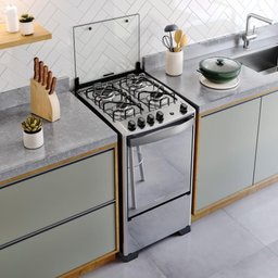 Fogão 4 Bocas Espelhado com Mesa Inox Dako Magister Inox Style Bivolt - 6