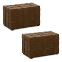 Ver imagem 1 de Kit 2 Puffs Decorativos Augusto 70cm Sala de Estar Couro Marrom Claro Manchado G88 - Gran Belo