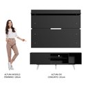 Ver imagem 6 de Rack Madesa Dubai e Painel para TV até 65 Polegadas com Pés Preto/Branco 8N77 Cor:Preto/Branco