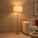 Ver imagem 1 de Luminária de Chão Piso Abajur Altura 1,6m Alumínio com Cúpula Redonda Ref 88 Chumbo Cup Bege
