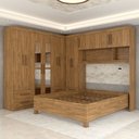 Ver imagem 6 de Guarda-roupa Casal Modulado com Cama Belgrado 11 Portas 6 Gavetas com Espelho Cinamomo - Panorama Mó