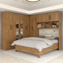 Ver imagem 1 de Guarda-roupa Casal Modulado com Cama Belgrado 11 Portas 6 Gavetas com Espelho Cinamomo - Panorama Mó
