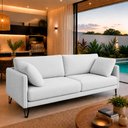 Ver imagem 1 de Sofá Sala de Estar Atena Fixo Pés de Ferro 214cm 3 Lugares Bouclê Branco M1 - Monari Design