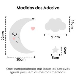 Adesivo De Parede Baby Nuvem Com Lua Vários Modelos Infantis - Cor Rosa - 3