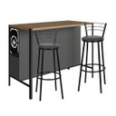 Ver imagem 1 de Mesa Bancada Gourmet Estilo Industrial Grafite com 2 Banquetas