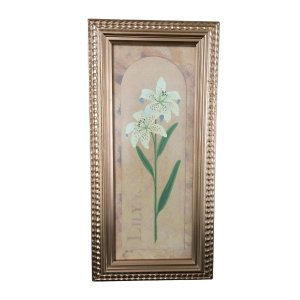 Elegância Floral Atemporal: Quadro Decorativo "lírio" com Moldura Dourada
