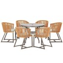Ver imagem 1 de Mesa com 6 Cadeiras Jantar Noronha Marrom E3 Trama Original Terra Cota