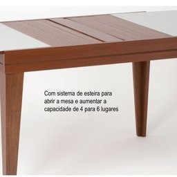 Mesa de Jantar Extensível Madeira Maciça Tampo com Vidro Paris  - 4