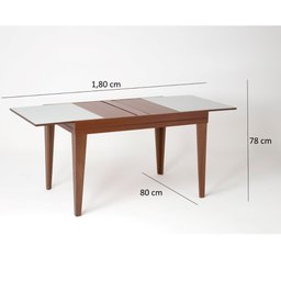 Mesa de Jantar Extensível Madeira Maciça Tampo com Vidro Paris  - 6