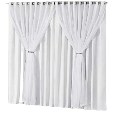 Cortina oxford com voil 10,00x2,50 Para Varão Duplo:Branco