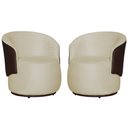 Ver imagem 1 de Kit 02 Poltronas Bia Redonda com Composê Suede Marfim e Corino Marrom - Fm