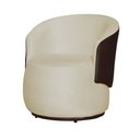 Ver imagem 5 de Kit 02 Poltronas Bia Redonda com Composê Suede Marfim e Corino Marrom - Fm