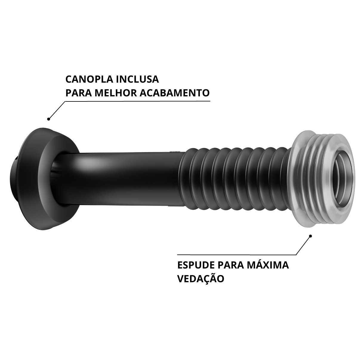 Conjunto Tubo de Ligação Ajustável Para Bacia Sanitária 25cm x 1.1/2" Preto | Astra - 3