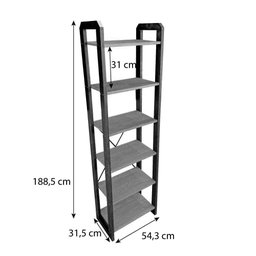 Estante 6 Prateleiras de Madeira Pinus Linea Slim com Gaveta Nozes - 7