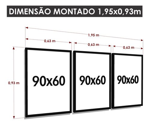 3 Quadros Decorativos Folhas Sala Quarto Casal Hall Grande - Preto - 5