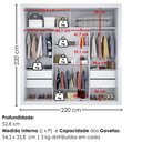 Ver imagem 3 de Guarda Roupa Casal 2 Portas de Correr 4 Gavetas Trian 220 cm Branco Absoluto Zanz