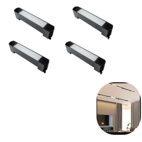 Kit 4 Luminária Led Difusa Linear para Trilho 10w Preto