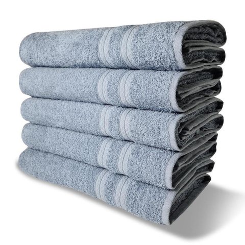Kit com 6 Toalhas Banho 430g/m² Grande Grossa 80x150cm Lisboa Azul Claro