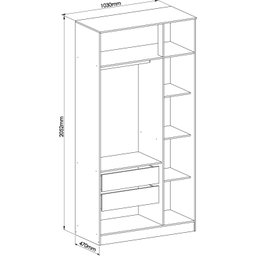 Guarda Roupa Casal Modulado com Espelho 3 Peças 8 Portas 3 Gavetas Wood  - 12