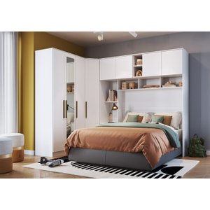 Guarda Roupa Casal Modulado com Espelho 3 Peças 8 Portas 3 Gavetas Wood 