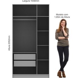Guarda Roupa Casal Modulado com Espelho 3 Peças 8 Portas 3 Gavetas Wood  - 14