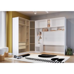 Guarda Roupa Casal Modulado com Espelho 3 Peças 8 Portas 3 Gavetas Wood  - 3