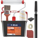 Ver imagem 1 de Caçamba Balde Pintura 10l+ Cabo Extensor 1,28m + Rolo Antirespingo 23cm + Suporte Garfo + Trincha 50