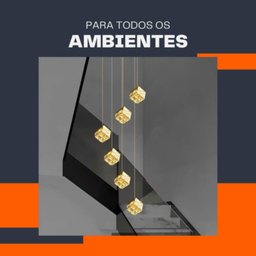 Luminária Pendente Cubo Quadrado de Cristal 10w - Led Bivolt - 3