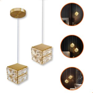 Luminária Pendente Cubo Quadrado de Cristal 10w - Led Bivolt