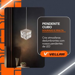 Luminária Pendente Cubo Quadrado de Cristal 10w - Led Bivolt - 8