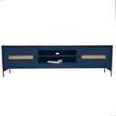 Ver imagem 2 de Rack Sala Tv até 75 Polegadas Paraty 180 Cm Laca Pés Metal Palhinha Azul Gloss