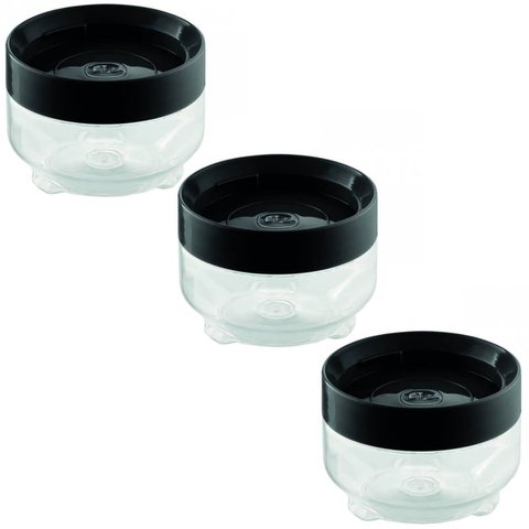Kit 3 Porta Mantimentos Uz Empilhável 300ml Organizador com Tampa de Plástico Preto