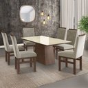 Ver imagem 1 de Conjunto Mesa 160x82cm e 6 Cadeiras Madeira Maciça Cinza/Tabaco/Joli Creme