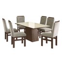 Ver imagem 2 de Conjunto Mesa 160x82cm e 6 Cadeiras Madeira Maciça Cinza/Tabaco/Joli Creme