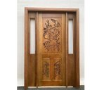 Ver imagem 3 de Portal Madeira Maciça Vitrô Duplo Ninho Entalhada Completa 153x213x14cm Cedro Rosa